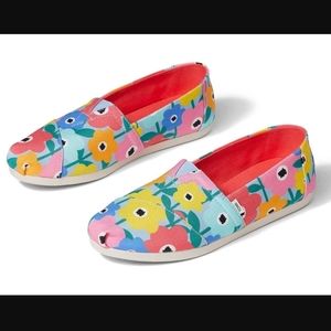 Toms Women's Alpargata Sky Blue Flower Fields Print Size 8.5